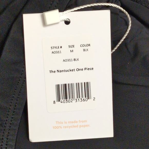 NWT Andie Black Nantucket One Shoulder One Piece Swimsuit Size M - Picture 8 of 8